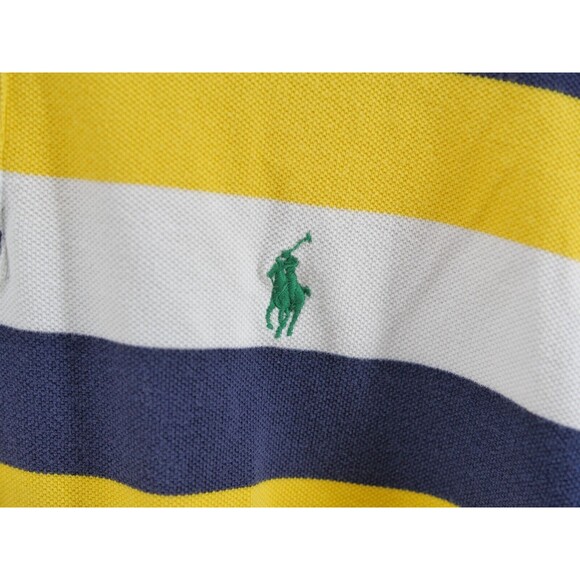 POLO Ralph Lauren Shirt Mens Multi Striped Yellow Blue White Short Sleeve Large - Picture 3 of 7